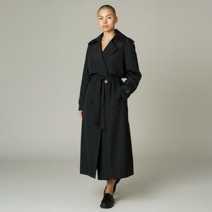 VINTAGE Nylon Black Trench Coat